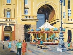 Oil painting of the Carousel in the Piazza della Repubblica, Florence